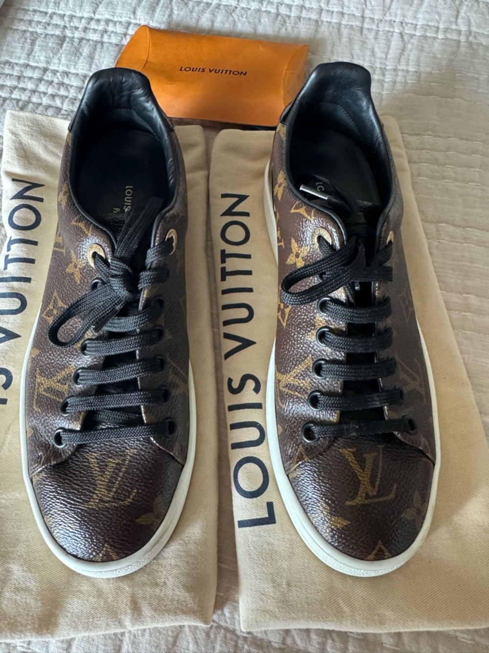 Louis Vuitton Women’s Brown Monogram Low-Top Lace-Up Sneakers